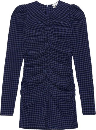 Ganni Kleedjes, Dames, Blauw, M, Polyester, Seersucker Mini Jurk