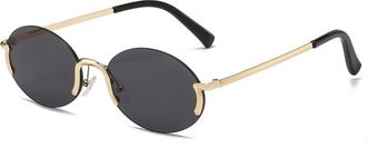 Generic Sunglasses For Women Rimless Vintage Glasses Golden Frame Oval Fashion Shades For Women Eyewear UV400,Black,one size 2026