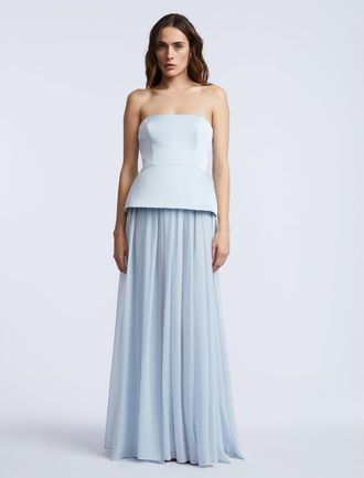 BCBGeneration Strapless Peplum Gown in Skyway at Nordstrom, Size 16