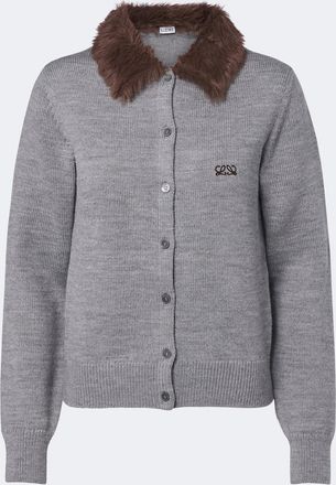 Loewe Cardigan Double L in lana a coste