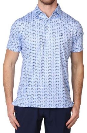 Tailorbyrd Golf Cart Print Performance Polo in Blue Byrd at Nordstrom Rack, Size Medium