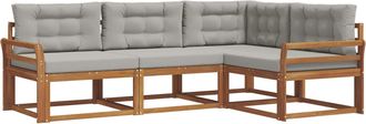 vidaXL Conjunto De Sof&aacute;s De Exterior 4 Uds. Gris Natural Y Claro Vidaxl