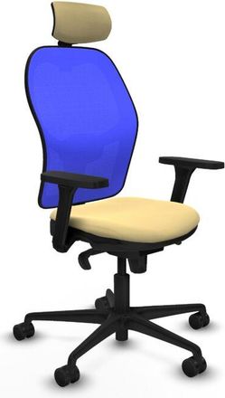 Piqueras y Crespo Jorquera Sincro Malla Azul Similpiel Crema Brazos 3d Base Nailon Cabecero 2d Ruedas 65mm Nailon