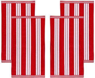 Superior Set Of 4 Cabana Stripe Oversized Cotton Beach Towels