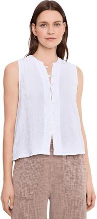 Splendid Ava Gauze Button Tank Top Womens Clothing White : XL (Womens 14-16), Cotton