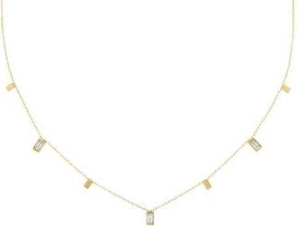 BEN ONI Baguette Cubic Zirconia Charm Necklace in Gold at Nordstrom