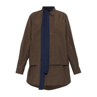 sacai Kleedjes, Dames, Bruin, S, Wol, Suiting Dress
