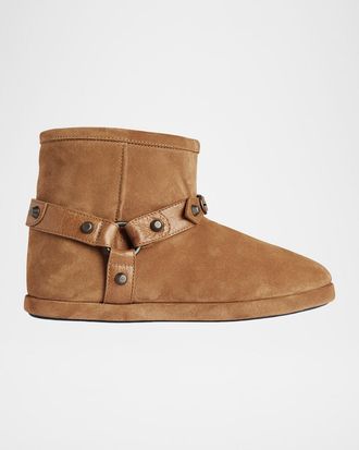 Balenciaga Alaska Soft Shearling-Lined Suede Ankle Booties