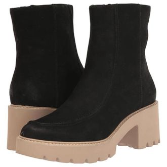 Dolce Vita Henla Boots Womens Black Leather Block Heel Bootie HTAT1073
