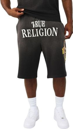 True Religion Floral Snake Mikey Cotton Blend Sweat Shorts in Jet Black at Nordstrom, Size Xxx-Large