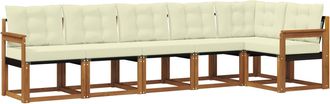 vidaXL Conjunto De Sof&aacute;s De Exterior 6 Uds. Natural Y Crema Vidaxl