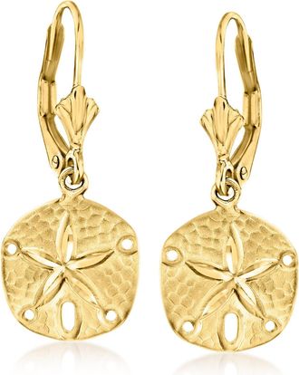 Ross-Simons 14kt Yellow Gold Sand Dollar Drop Earrings