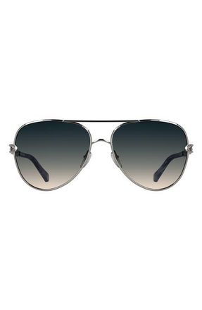 Kendra Scott Korinne 61mm Gradient Aviator Sunglasses in Ruthenium at Nordstrom