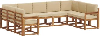 vidaXL Conjunto De Sof&aacute;s De Exterior 9 Uds. Natural Y Beige Vidaxl