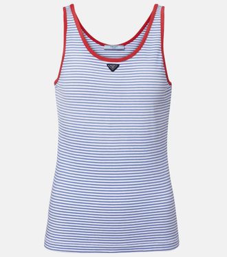 Prada Striped cotton jersey tank top