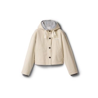 Miu Miu Panama Cotton And Fleece Blouson Jacket, Woman, Sand Beige, Size 36