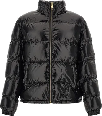 Versace Quilted Nylon with Barocco Hood Down Jacket - Black