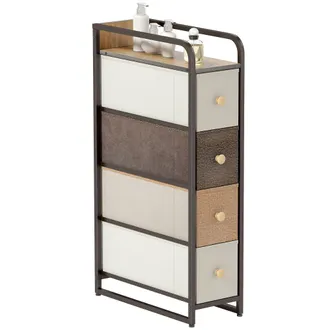 OEM C&oacute;moda Con 4 Cajones De Tela Marco De Acero C&oacute;moda Para Dormitorio Para Espacios Peque&ntilde;os Sal&oacute;n Vestidor Multicolor