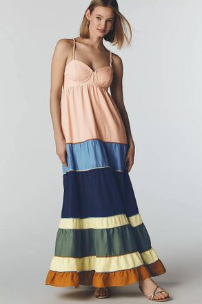 Farm Rio Pleated Maxi Dress In Multicolor