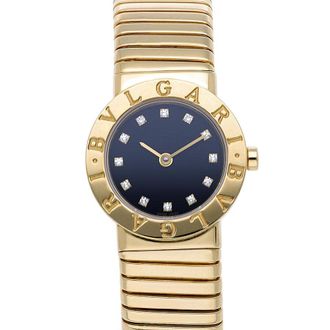 Bulgari Pre-owned Bvlgari Tubogas Diamond Black Dial Ladies Watch BB23