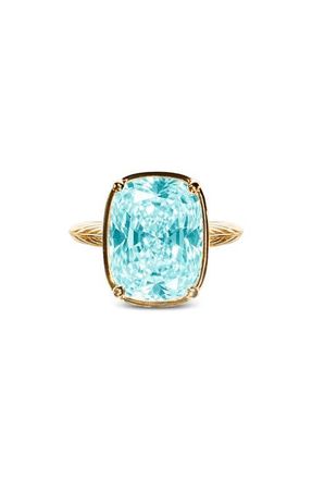 Sterling Forever Elongated Cushion Statement Ring in Gold/teal at Nordstrom, Size 7