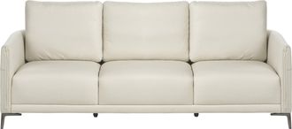 Beliani Sof&aacute; De 3 Plazas Tapizado De Tela Estilo Moderno Patas De Metal Beige Claro Cilens