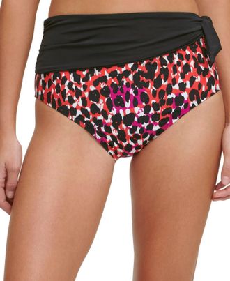 DKNY Sash High-Waist Bikini Bottoms In Multicolor
