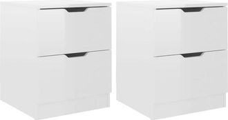 vidaXL Bedside Cabinets 2 pcs High Gloss White 40x40x50 cm Engineered Wood vidaXL