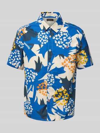 Napapijri Slim Fit Freizeithemd mit Logo-Stitching in Blau, Gr&ouml;&szlig;e XXXL