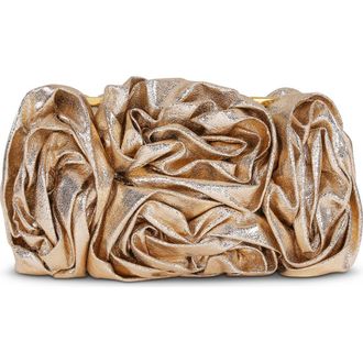 Badgley Mischka Jett Metallic Rosette Cluster Clutch in Gold at Nordstrom, Size Medium