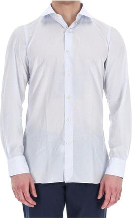Finamore Heldere Blauwe Maatwerk Overhemd - Heren - Zakelijke Overhemden - Blauw - 2XL - Katoen - Overhemden