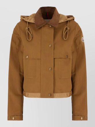 Moncler cotton blend hooded jacket contrast collar