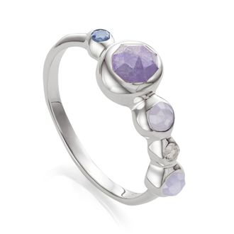 Monica Vinader Sterling Silver Siren Bezel Multi Gemstone Ring Mix