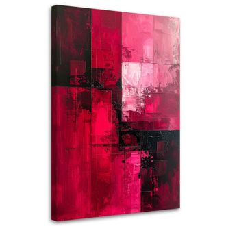 Feeby Cuadro En Lienzo Abstracci&oacute;n Rosa Intenso Con Detalles En Negro 70x100