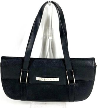 Bulgari Pre-owned Vintage Shoulder Bag - Dames - Vintage Schoudertas - Zwart - ONE Size - Leer - Vintage