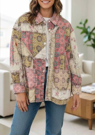 Paperlace London Come And Play Shacket In Lime/pink