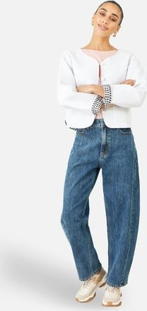 Yumi Reversible Cotton Quilted Cropped Jacket in White at Nordstrom, Size 12