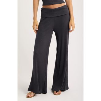 Billabong Sweet Coast Wide Leg Knit Pants in Black Sands at Nordstrom, Size X-Small
