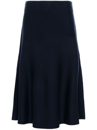 Khaite peplum-hem knitted skirt - women - Wool/Polyamide - L - 301 NAVY BLUE