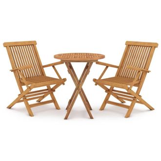 Berkfield Home 3 Piece Garden Dining Set Solid Wood Teak in Brown