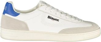 Blauer Witte leren heren sneaker - Heren - Sneakers - Wit - 40 EU - Schoenen