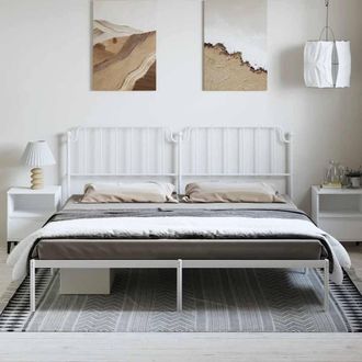 Berkfield Home Metal Bed Frame with Headboard White 183x213 cm