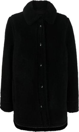 Stand Studio Vernon Single-Breasted Lange Mouw Jas - Dames - Mantel - Zwart - S - Wol - Jassen