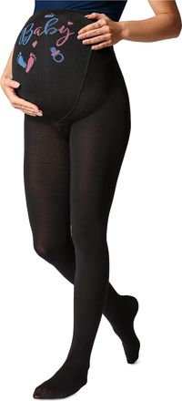 Be Mammy Womens Maternity Tights 150 DEN BE-1122 (Black Pattern-002, S)