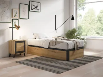 Vente-Unique Rete contenitore 90 x 190 cm Naturale chiaro e Nero - NAMOSI di YSM&Eacute;E