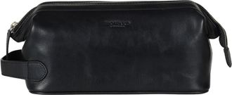 Howard London Washbag Steven - Heren - Toilettassen - Zwart - ONE Size - Leer - Tassen
