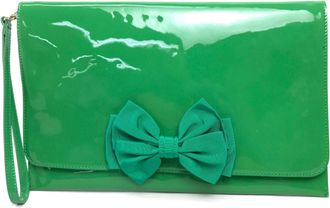 Valentino Green Patent Leather Clutch Bag (Pre-Owned)