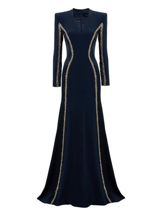 Jenny Packham Abito a maniche lunghe con decorazione - Blu