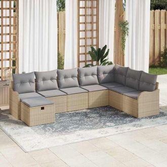 vidaXL Vidaxl - Conjunto De Sof&aacute; De Jard&iacute;n Con Coj&iacute;n 8 Pcs Beige Y Gris Claro