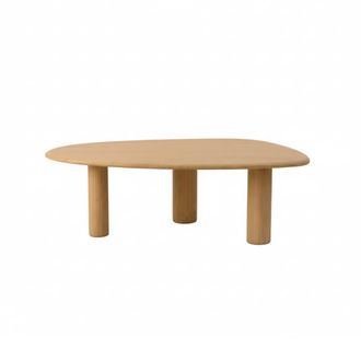 Wabi Home Mesa de centro de madera maciza forma org&aacute;nica 120x70cm